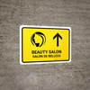 Beauty Salon With Up Arrow Yellow Bilingual Spanish Landscape - Wall Sign