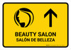 Beauty Salon With Up Arrow Yellow Bilingual Spanish Landscape - Wall Sign
