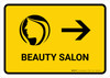 Beauty Salon With Right Arrow Yellow Landscape - Wall Sign