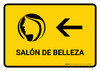 Beauty Salon With Left Arrow Yellow Spanish Landscape - Wall Sign