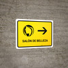Beauty Salon With Right Arrow Yellow Spanish Landscape - Wall Sign Beauty Salon With Right Arrow Yellow Spanish Landscape - Wall Sign