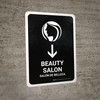 Beauty Salon With Down Arrow Black Bilingual Spanish Portrait - Wall Sign
