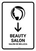 Beauty Salon With Down Arrow White Bilingual Spanish Portrait - Wall Sign