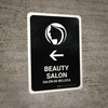 Beauty Salon With Left Arrow Black Bilingual Portrait - Wall Sign