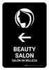 Beauty Salon With Left Arrow Black Bilingual Portrait - Wall Sign
