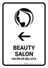 Beauty Salon With Left Arrow White Bilingual Spanish Portrait - Wall Sign