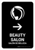 Beauty Salon With Right Arrow Black Bilingual Spanish Portrait - Wall Sign