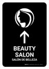 Beauty Salon With Up Arrow Black Bilingual Spanish Portrait - Wall Sign