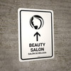 Beauty Salon With Up Arrow White Bilingual Spanish Portrait - Wall Sign