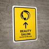 Beauty Salon With Up Arrow Yellow Bilingual Spanish Portrait - Wall Sign