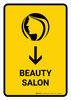 Beauty Salon With Down Arrow Yellow Portrait - Wall Sign