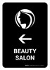 Beauty Salon With Left Arrow Black Portrait - Wall Sign