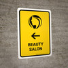 Beauty Salon With Left Arrow Yellow Portrait - Wall Sign