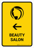 Beauty Salon With Left Arrow Yellow Portrait - Wall Sign