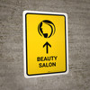 Beauty Salon With Up Arrow Yellow Portrait - Wall Sign