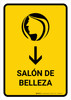 Beauty Salon With Down Arrow Yellow Spanish Portrait - Wall Sign