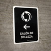 Beauty Salon With Left Arrow Black Spanish Portrait - Wall Sign