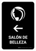 Beauty Salon With Left Arrow Black Spanish Portrait - Wall Sign