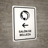 Beauty Salon With Left Arrow White Spanish Portrait - Wall Sign
