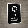Beauty Salon With Right Arrow Black Spanish Portrait - Wall Sign