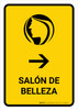 Beauty Salon With Right Arrow Yellow Spanish Portrait - Wall Sign