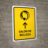 Beauty Salon With Up Arrow Yellow Spanish Portrait - Wall Sign