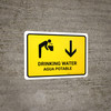 Drinking Water With Down Arrow Yellow Bilingual Spanish Landscape - Wall Sign