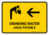 Drinking Water With Left Arrow Yellow Bilingual Spanish Landscape - Wall Sign