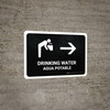 Drinking Water With Right Arrow Black Bilingual Spanish Landscape - Wall Sign