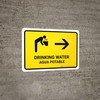 Drinking Water With Right Arrow Yellow Bilingual Spanish Landscape - Wall Sign