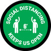 Social Distancing Keeps Us Open Green Circular - Floor Sign