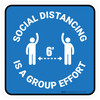 Social Distancing Is A Group Effort Blue Square - Floor Sign