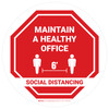 Stop: Social Distancing Maintain A Healthy Office Circular - Floor Sign