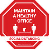 Stop: Social Distancing Maintain A Healthy Office Circular - Floor Sign