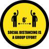 Social Distancing Is A Group Effort Yellow Circular - Floor Sign