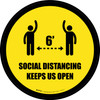 Social Distancing Keeps Us Open Yellow Circular - Floor Sign Social Distancing Keeps Us Open Yellow Circular - Floor Sign