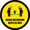 Social Distancing Keeps Us Safe Yellow Circular - Floor Sign Social Distancing Keeps Us Safe Yellow Circular - Floor Sign