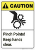 Caution: Pinch Points Keep Hands Clear ANSI - Wall Sign