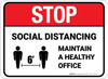 Stop: Social Distancing Maintain A Healthy Office Rectangular - Floor Sign