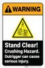 Warning: Stand Clear! Crushing Hazard - Outrigger Can Cause Injury with Icon Hazard Portrait - Label