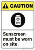 Caution: Sunscreen Must Be Worn ANSI - Wall Sign Caution: Sunscreen Must Be Worn ANSI - Wall Sign