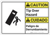 Caution: Tip Over Hazard Bilingual Spanish - Wall Sign Caution: Tip Over Hazard Bilingual Spanish - Wall Sign