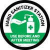 Hand Sanitizer Station - Use Before And After Meeting Green Circular - Floor Sign Hand Sanitizer Station - Use Before And After Meeting Green Circular - Floor Sign