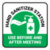 Hand Sanitizer Station - Use Before And After Meeting Green Square - Floor Sign Hand Sanitizer Station - Use Before And After Meeting Green Square - Floor Sign