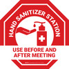 Hand Sanitizer Station - Use Before And After Meeting Stop Sign - Floor Sign Hand Sanitizer Station - Use Before And After Meeting Stop Sign - Floor Sign