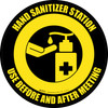 Hand Sanitizer Station - Use Before And After Meeting Yellow Circular - Floor Sign