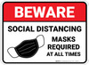Beware Social Distancing Masks Required At All Times Rectangle - Floor Sign Beware Social Distancing Masks Required At All Times Rectangle - Floor Sign