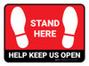 Stand Here - Help Keep Us Open Red Rectangle - Floor Sign Stand Here - Help Keep Us Open Red Rectangle - Floor Sign