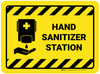 Hand Sanitizer Station Rectangle Yellow/Black - Floor Sign