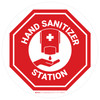 Stop Hand Sanitizer Station White Circular - Floor Sign